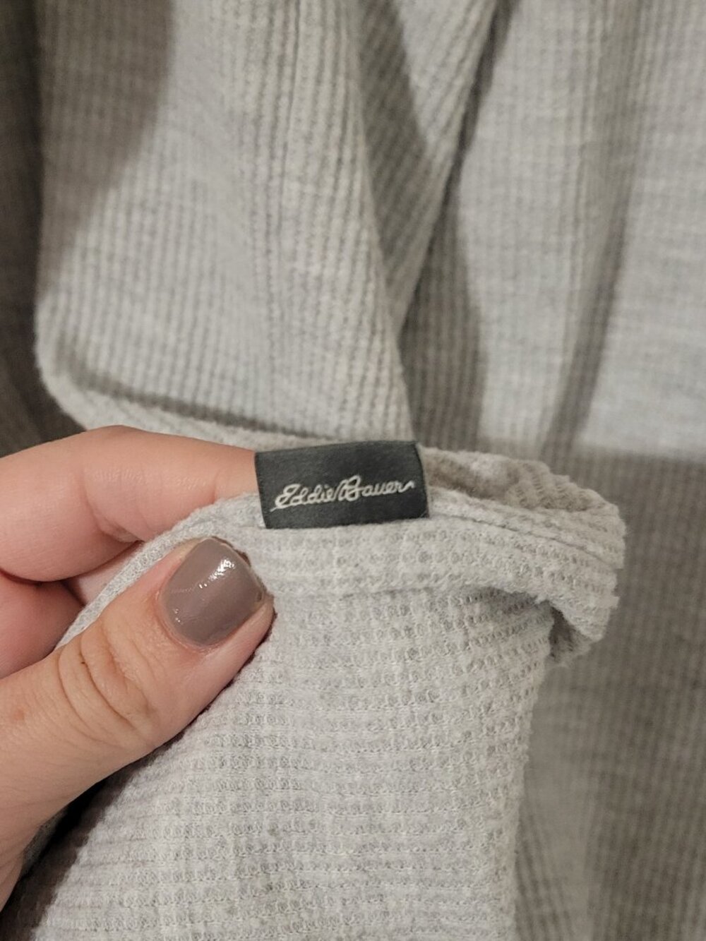 Eddie Bauer Lounge Détente Grey Ribbed Long Sleeve Top - Size Large - Picture 5 of 7